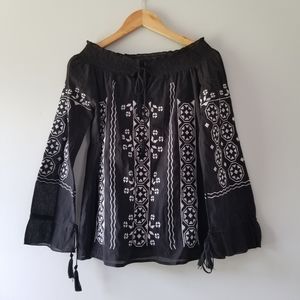 Romeo Juliet Couture Embroidered Black Blouse